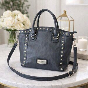 Andrew Marc New York Black Leather Studded Crossbody Satchel Bag